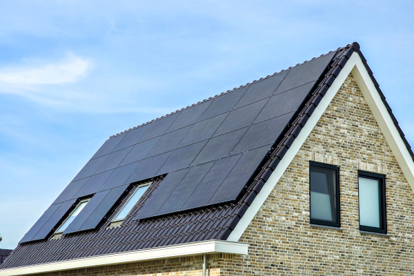solar panels on brick house
